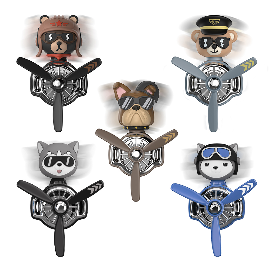 Perfume Fragrance Diffuser - Head shaking rotating pilot bulldog bear