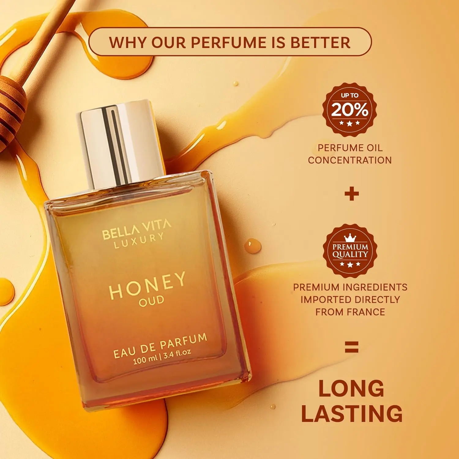 BellaVita Luxury Honey Oud EDP - Vanilla Perfume Oil ulasan dan harga